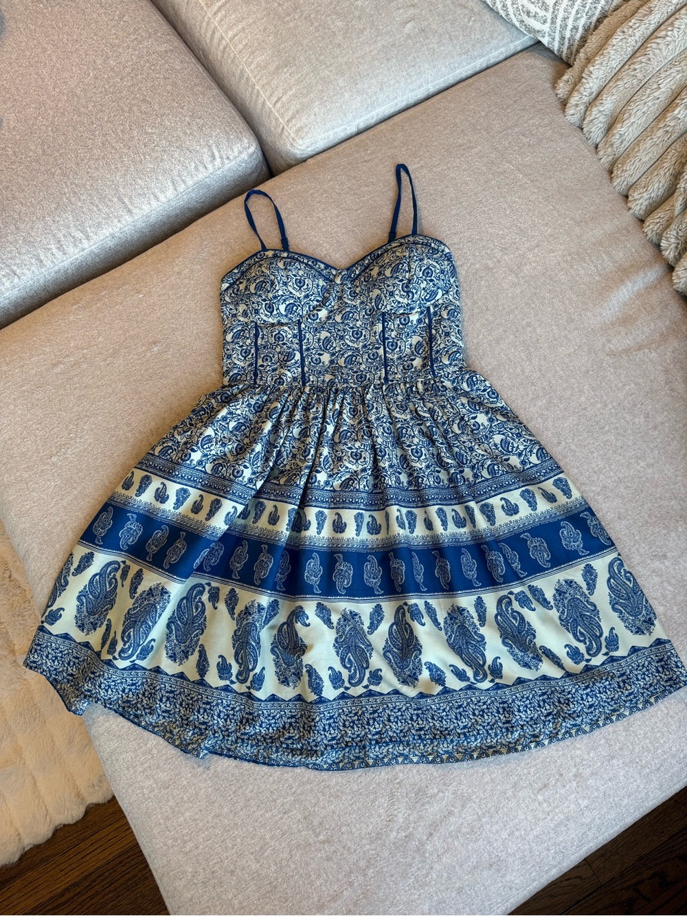NWOT Band of Gypsies Blue Paisley Corset Sundress Size Small